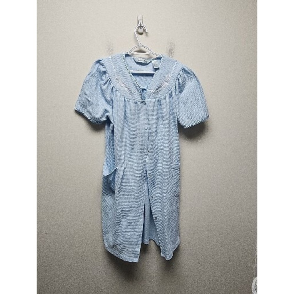 JASMINE ROSE L Nightgown Button Front House Coat Nightie Gown Baby Blue